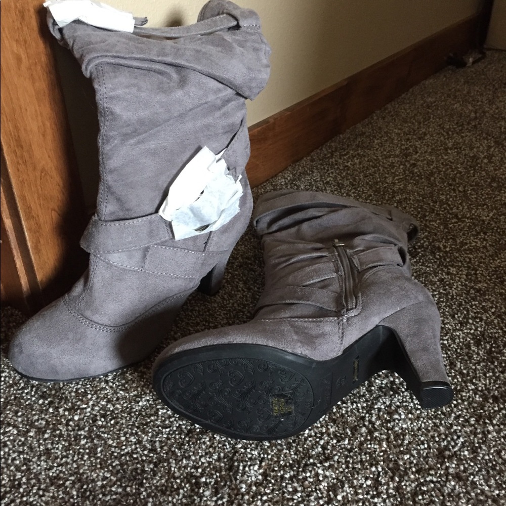 Gray suede boots